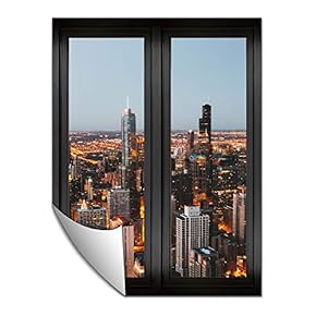 Wall Paper Small Wall Mural City at Night Wall Art Removable Wall Decoration for Bedroom Living Room - 24x32 inches