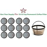 10-12 Cup Permanent Basket-Style Coffee Filter & a set of 12 Water Filters designed to fit Mr. Coffee Coffeemakers
