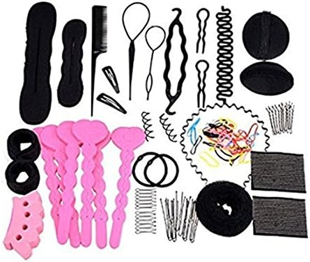 Pinovk 20Pcs Bun Maker Roller Braid Twist Elastics Pins Hair Design Styling Tools Kit