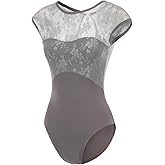 Lanbodance Women Short Sleeve Ballet Leotards for Adult Dance Gymnastics Bodysuit
