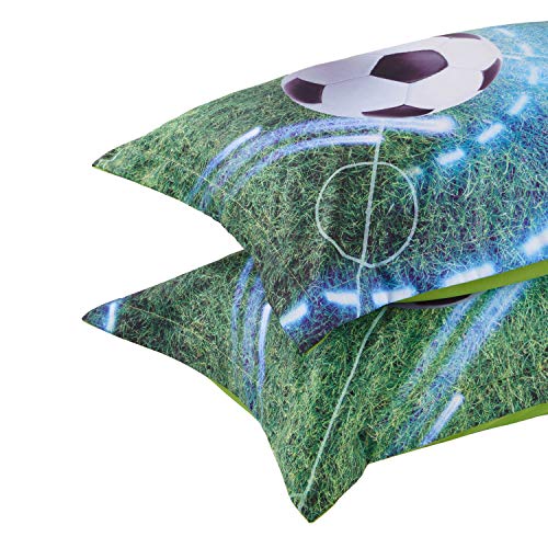 image for Wowelife 3D Soccer Comforter Set Full Green Playground Soccer Bedding 