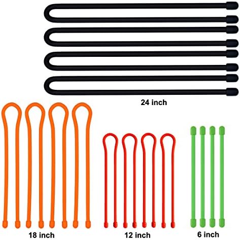 ZETOM Gear Ties, Multi-purpose Magical Diameter 6.6mm Bendable 6, 12, 18, 24 inch Electronics Cords Cables and Gadgets Organizer Reusable Silicone Rubber Twist Ties 16-Pack