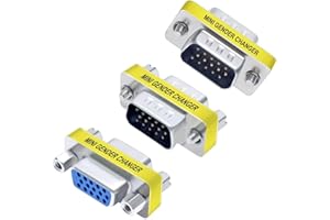 DTECH 3-Pack VGA Connector Male to Female Gender Changer Male to Male Adapter Female to Female Coupler