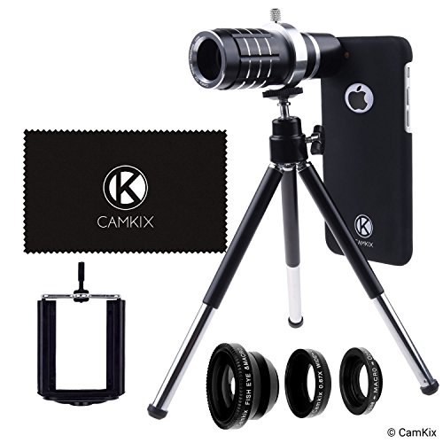Lens Kit for Apple iPhone 7 (not suitable for iPhone 7 Plus) - 12x Telephoto Lens, Fisheye Lens, Macro Lens, Wide Angle Lens, Tripod, Phone Holder, Lens Holder Ring, Hard Case, Bag and Cleaning Cloth