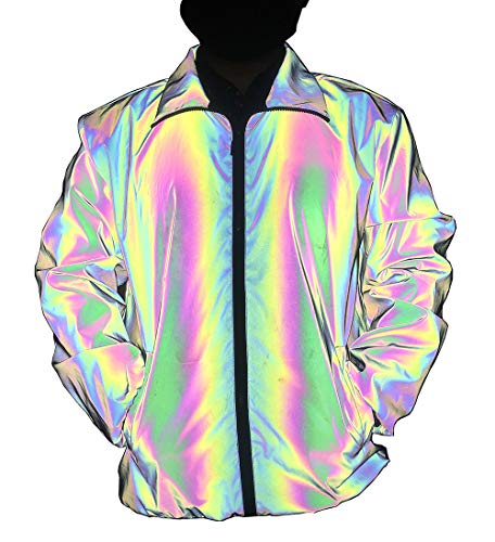 LZLRUN Rainbow Reflective Jacket for Men and Women Windbreakers