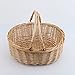 MEIEM Wicker Picnic Basket Hamper with Double Folding Handles, Oval Storage Basket with Handles. (Natural)