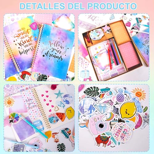 100+Piezas Diario DIY para Niñas, Libretas Bonitas para Niña,Set de Papelería para Diarios Bricolaje,Set de Manualidades Creativas y Regalo para Creatividad y Diversión