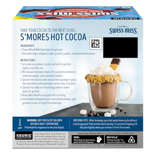 SWISS MISS MILK CHOCOLATE HOT COCOA, SINGLE-SERVE KEURIG K-CUP PODS, HOT CHOCOLATE, 44 COUNT