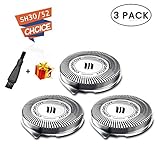 SH30 Replacement Heads for Philips Norelco Electric Shaver Series 1000, 2000, 3000 Click and Style with 9 Sharp Blade, Easy Cut & Replace, 3 - Pack
