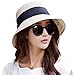 Siggi Womens Floppy Summer Sun Beach Straw Hats Accessories Wide Brim Foldable Beige 57cm (56-57.5cm 22