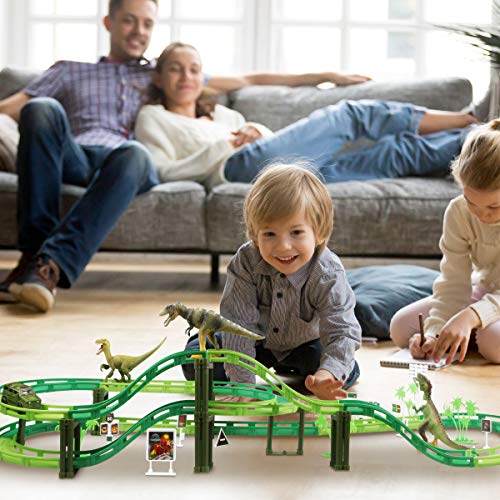 image for Tencoz Dinosaur Race Track, Car Race Track Train Tracks Set with 1 Car