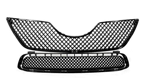 AutoModed 2pcs Upper Lower Bumper Grill for Toyota Camry | 2007 2008 2009 | Glossy Black Mesh ABS | by AutoModed