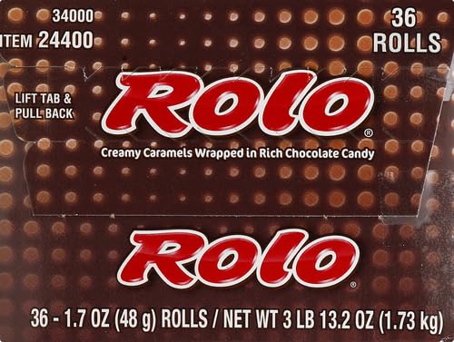 ROLO RICH CHOCOLATE CARAMELS CANDY ROLLS, 1.7 OZ (36 COUNT)