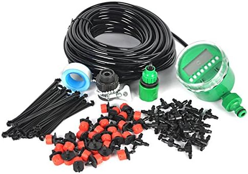 DIY Micro Irrigation Drip System, Pathonor 82ft Hose, 30 Dripper & Fixed stem, 29 Tee Joints, 2 Faucet Fittings- Tubing Watering Drip Kit for Garden Landscape Flower Bed Patio Plants