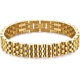 MYNENEY 10mm mens stainless steel bracelet Watch link chain bracelet for men Silver/Gold/Black-7.48/7.68/8.27 Inch Length Classic men Jewelry