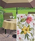 Calla Lily Multi Tropical Floral Summer and Spring Indoor/Outdoor Soil Resistant and Water Repellent Fabric Tablecloth - Patio, Picnic, BBQ, 70 Round Zippered Umbrella Hole Tablecloth, Multi
