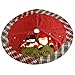 D-FantiX Christmas Decorations, 48-Inch Large Santa Christmas Tree Skirt Red with Plaid Trim