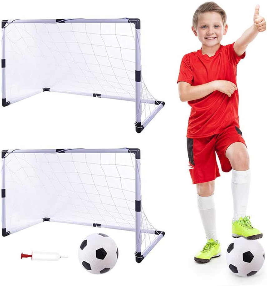 Dmorun Portable Pop up Easy Fold-Up Soccer Goals Set of 2 with Pump Football, Kids Practice Soccer Target net for Backyard Park or Training Soccer Goal : Sports & Outdoors