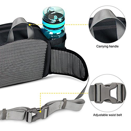 WATERFLY Fanny Pack with Water Bottle Holder Hiking Waist Packs for