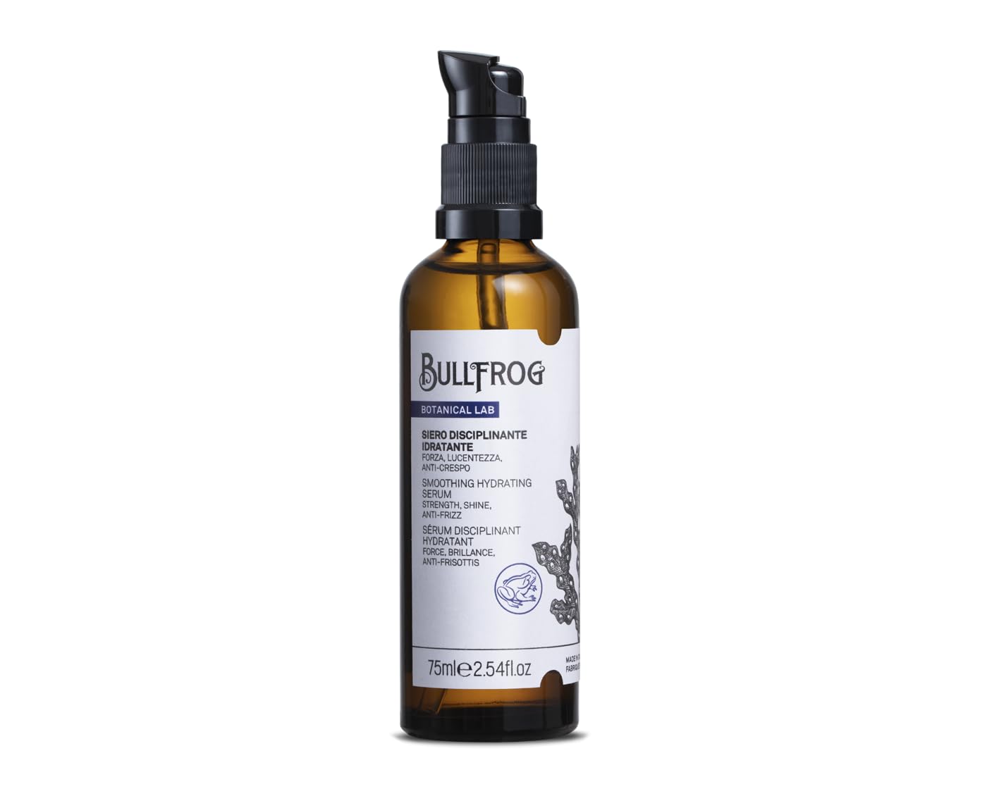 Bullfrog - Moisturising Smoothing Serum for Hair and Beard, Hydrates, Controls Frizz, Adds Instant Shine, 96% Natural Ingredients, 75ml