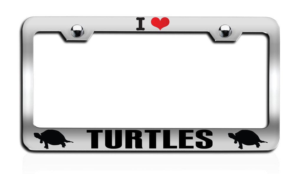 I Like Turtles Chrome License Plate Frame Tag Holder License Plate