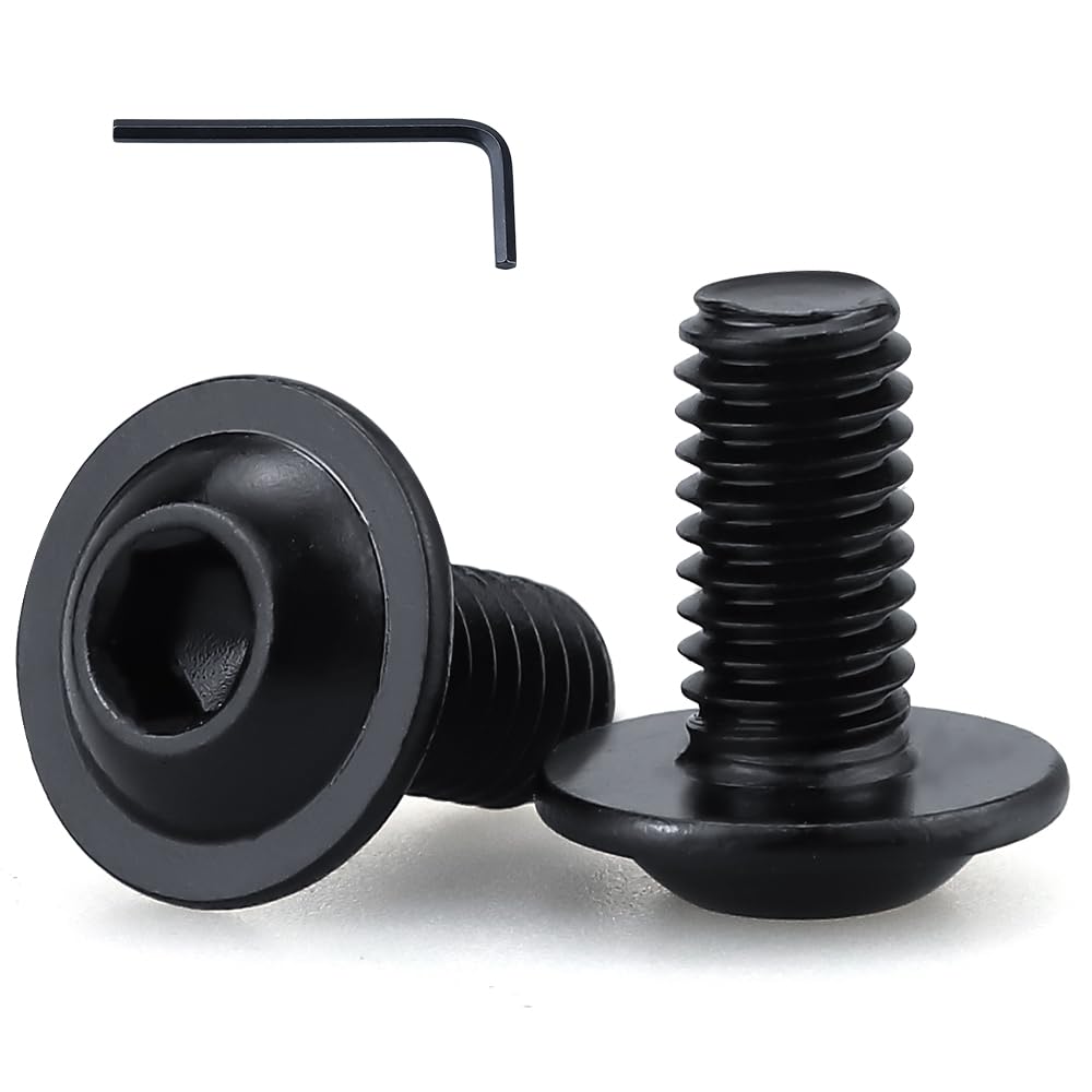 Photo 1 of (30 pcs) M6 x 10mm Black Flanged Button Head Socket Cap Screws, 304 Stainless Steel (18-8), Corrosion Resistant Screws for Furniture Assembly, Automotive Repair (Includes Hex Key)