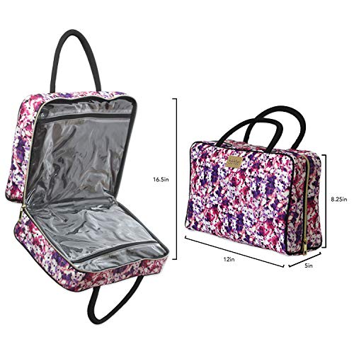 Nicole Miller Makeup Bag, Travel and Toiletry Bag, Large Cosmetic Bag with Zippered, Transparent Pockets and Handles, Foldable Makeup Bag for Home and Travel (Colorful Flower Print with Black Handles) 4 Nicole Miller Makeup Bag, Travel and Toiletry Bag, Large Cosmetic Bag with Zippered, Transparent Pockets and Handles, Foldable Makeup Bag for Home and Travel (Colorful Flower Print with Black Handles)
