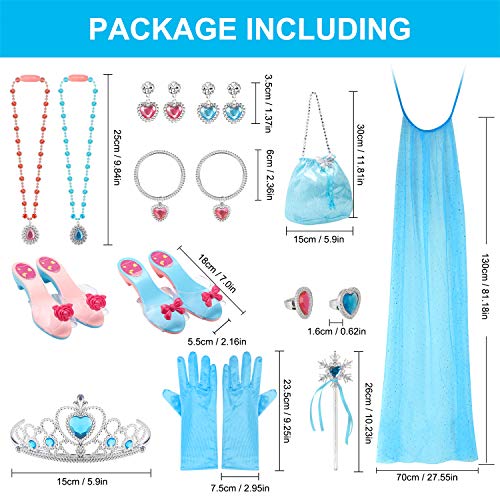 TERTOY Princess Dress Up Shoes & Jewelry Boutique - Princess Toys with Purse, Blue Princess cloak, Crowns, Necklaces, Bracelets, Rings, Girls Beauty Gift Toys for Age 3 4 5 6 Year Old for Birthday Christmas