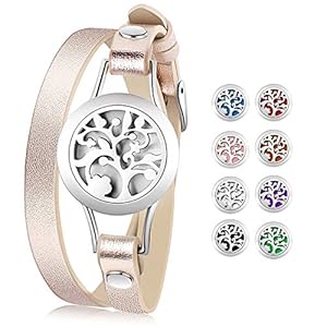 Jack & Rose for Women, Essential Oil Diffuser Bracelet, Tree of Life Jewelry Aromatherapy Bracelets Leather Band with 8…