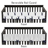 Sweet Jojo Designs Navy and White Woodland Deer Long Front Rail Guard Baby Teething Cover Crib Protector Wrap
