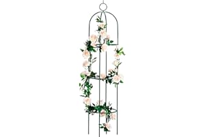 LEJOY GARDEN Tower Obelisk Garden Trellis 100% Metal 6.3 Feet Tall Plant Support for Climbing Vines and Flowers Stands,Black Green Lightweight Plant Tower