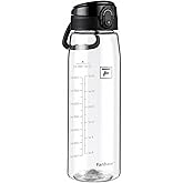 Fanhaw 32 oz Clear Plastic Water Bottle, Chug Lid, Clear &amp; Black | BPA-Free Tritan Sports Water Bottle, Leakproof, Wide Mouth, Lightweight &amp; Reusable for Gym, Travel, School &amp; Office