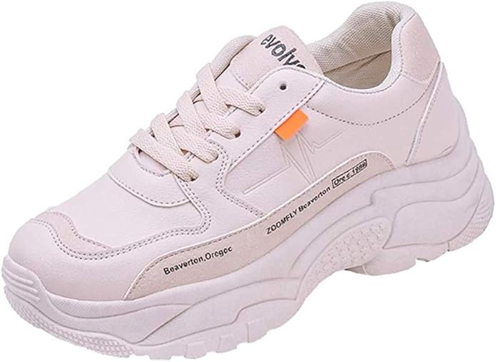 Amazon Star スニーカー レディース 白 厚底スニーカー 通気性 軽量 通学 仕事 ジム レディースシューズ ランニングシューズ ベージュ ピンク Star スニーカー