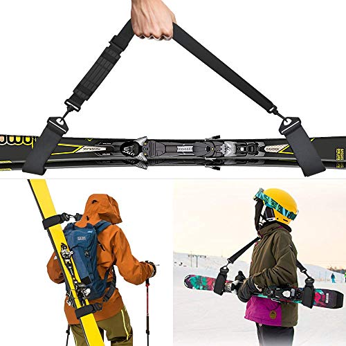 GREENEVER Ski Strap,Ski Carrier,Ski Straps and Pole Carrier,Ski Carrier Strap to Free Your Hands and Transport Your Ski Gear Everywhere You Go - Great for Families-Adults and Kids- Ski Carriers