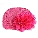 FuzzyGreen® Super Cute Flower Design Toddler Infant Baby Girls Kids Crochet Knitting Beanie Hat (Rose Red)