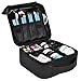 ibeacos Travel Makeup Bag Large Cute Cosmetic Bag for Women Leather Makeup Case Professional Cosmetic Train Case Organizer with Adjustable Dividers for Cosmetics Make Up Tools Toiletry Jewelry,Black