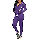 CLOCOR Track Suits for Women Set - Casual 2 Piece Outfits Sweatsuit Pocket Hoodies Long Sleeve with Patchwork Pants Set