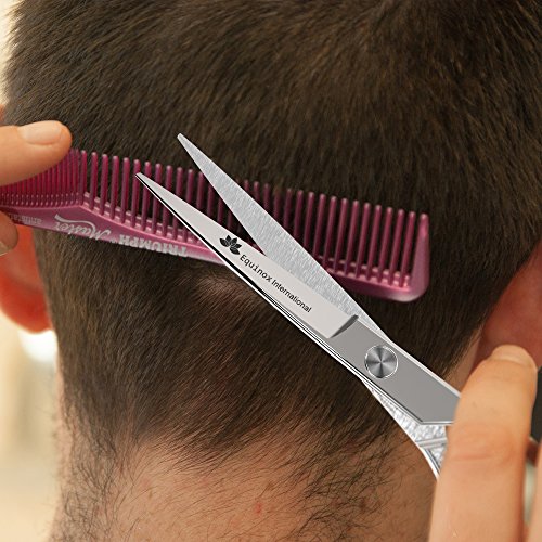 Equinox Barber & Salon Styling Series - Barber Hair Cutting Scissors/Shears - 6.5" Overall Length - Detachable Finger Rest - High Quality Stainless Steel