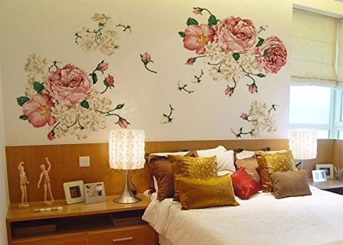 US Peony Flowers Mural Art Wall Decals Removable Vinyl Sticker Bedroom Decor Clo