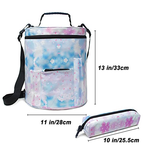 goldwheat Knitting Bag Waterproof Yarn Storage Organizer Bag Large Crochet Bag with Knitting Accessories Case,Blue - Thumbnail 4