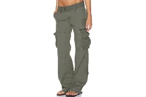 AKIVIDE Women's Tactical Active Loose Multi-Pockets Cargo Pants Casual Combat Military Trouser