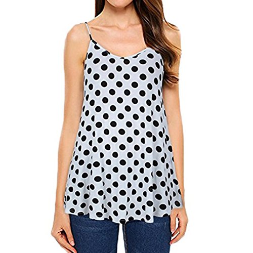Click Here to See More Images NREALY Sexy Women O-Neck Dot Tops Strap Camisoles Tank Chiffon Blouse Tunic Vest