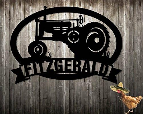 1927 Tractor Farm Family Name Custom Sign Personalized Sign Steel Hand Made Metal Sign Metal Wall Art (23.5 w x 18.5 h) Father's Day Gift Made In USA