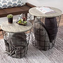 Lavish Home (Gray) Nesting End Tables with Storage