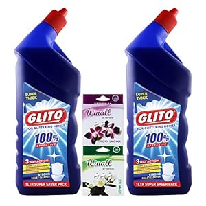 GLITO Thick Toilet Cleaning +WINALL Air Freshener 50g Suitable for Toilet Bowls Cleaner 1000 ml (Pack of 2)Thick Toilet…