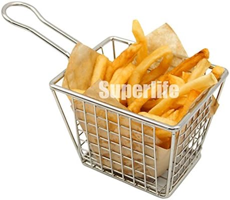 SB007 Stainless Steel Fry Basket/Bread Basket/Dessert Basket, Present Fried Food, Restaurant Table Serving
