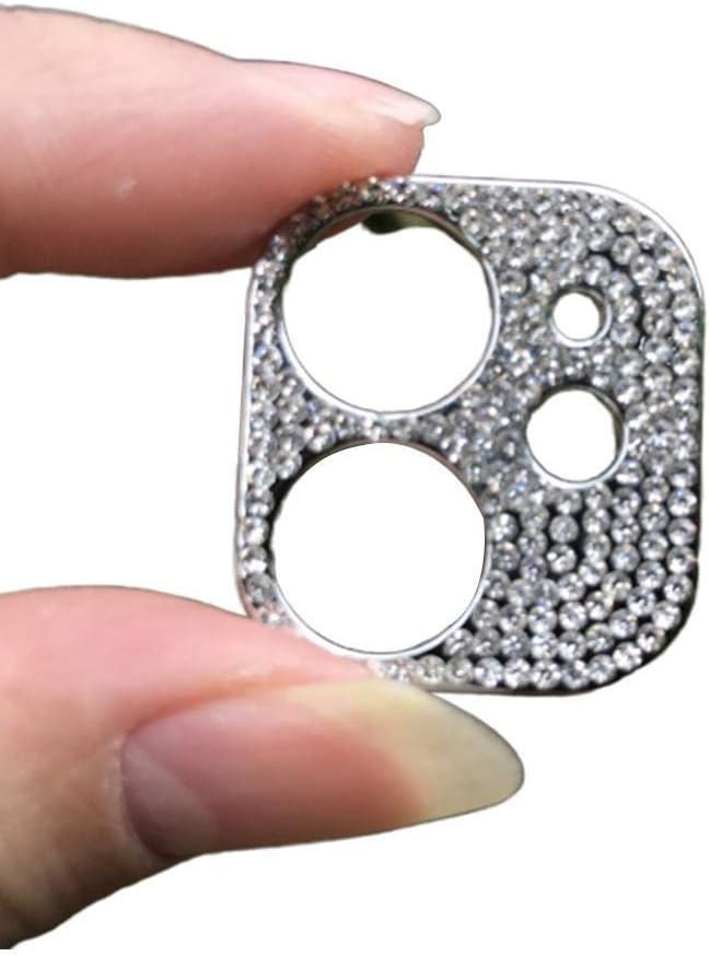 for iPhone 11 Pro Max Bling Diamond Camera Lens Protector Case Cover Glitter (Silver,iPhone11)