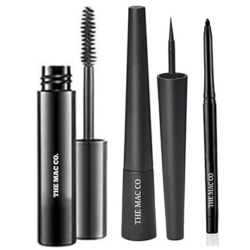 THE MAC CO. COMBO Eyeconic Lash Curling Mascara and Absolute Shine Liquid Eye Liner, Black and Eyeconic Kajal (set of 3)