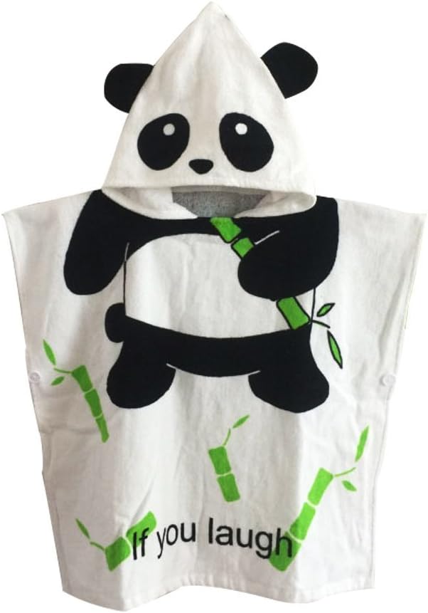 OAMORE Baby Towel Breathable Warm Child Cartoon Bathrobes Polygonal Dinosaur Hooded Towel Bath Towels (panda)
