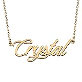 HUAN XUN Name Necklace for Womens Crystal